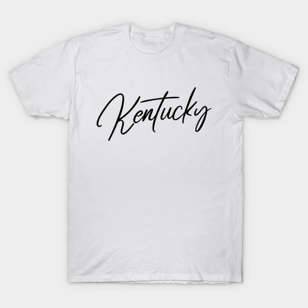 'Kentucky' black flowing handwritten text. T-Shirt by keeplooping